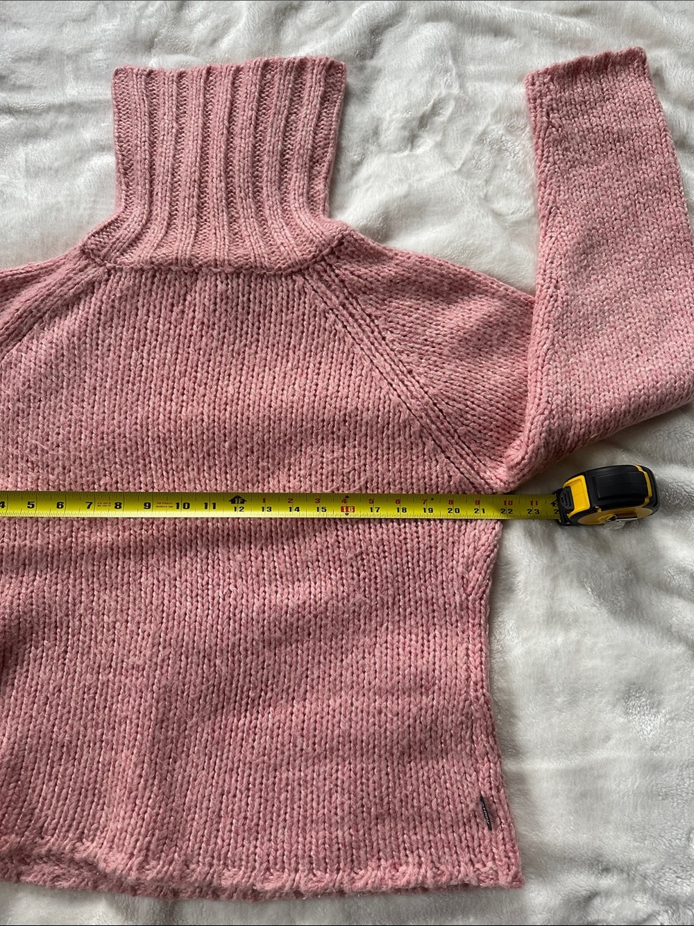ROOTS Blush Pink Chunky Knit Turtleneck Sweater Oversized Cozy Pullover Sz XL - Picture 6 of 9